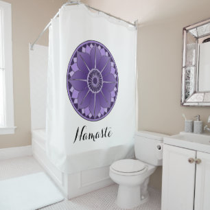 NAMASTE Purple Lotus Mandala New Age Personalised Shower Curtain