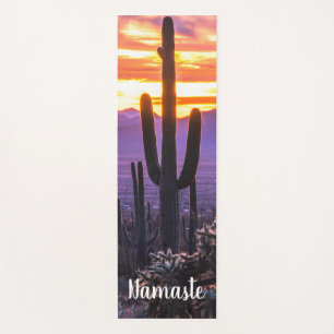 Namaste Purple Orange Cactus Arizona Sunset Custom Yoga Mat