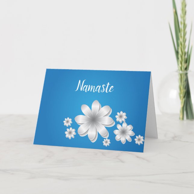 Namaste Quote Thank You Dainty White Flowers Card (Front)