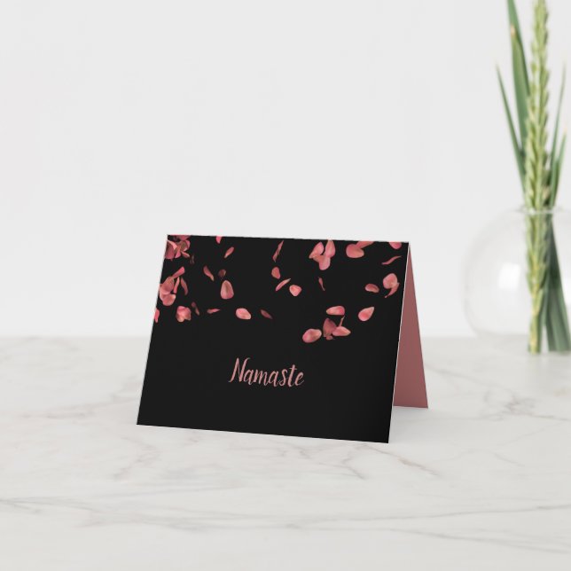 Namaste Quote Thank You Romantic Rose Petals Card (Front)