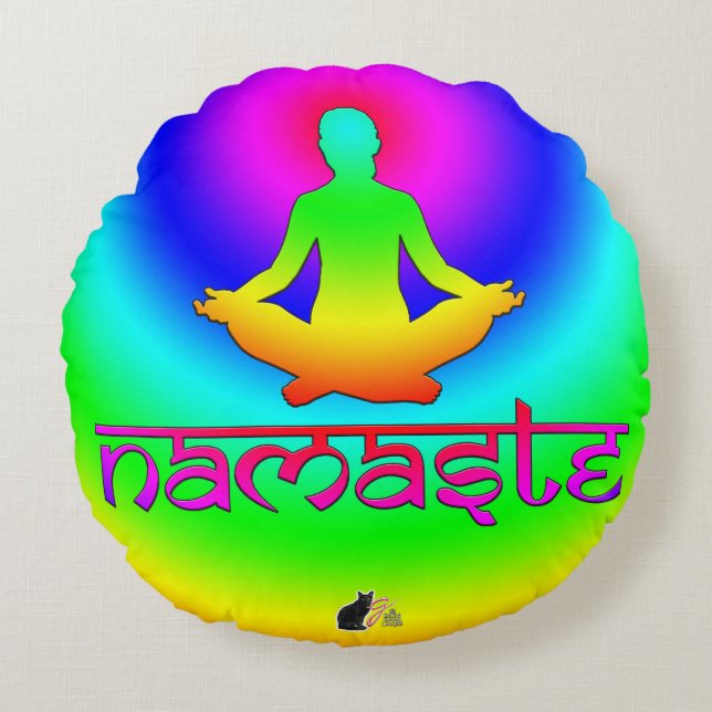 Namaste Rainbow Intentions Round Cushion (Front)