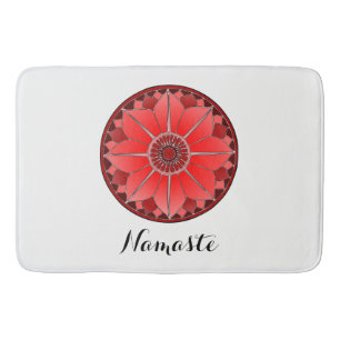 NAMASTE Red Flower Spiritual Lotus Mandala Bath Mat