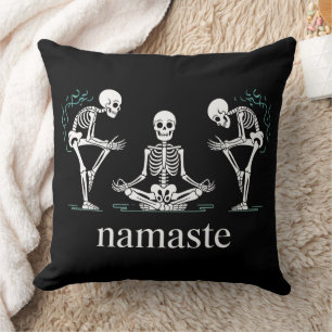 Namaste Skeletons – Funny Yoga Halloween Cushion