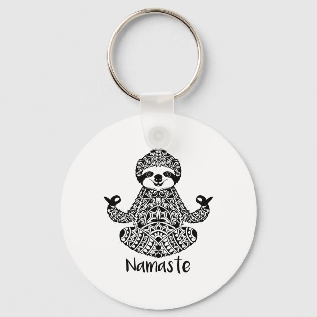 Namaste Sloth Yoga Easy Pose  Key Ring (Front)