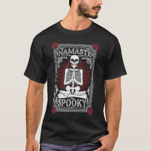 Namaste Spooky Yoga Skeleton Halloween Macabre Tar T-Shirt