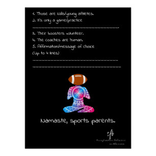 Namaste, Sports Parents Neon Red and Blue Football Poster