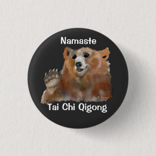 Namaste Tai Chi Qigong Bear 3 Cm Round Badge