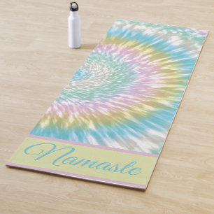 Namaste Tie Dye Pastel Rainbow Pink Yellow Blue Yoga Mat