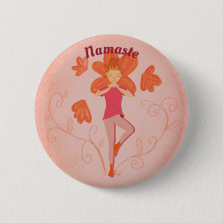 Namaste Tree Pose 6 Cm Round Badge