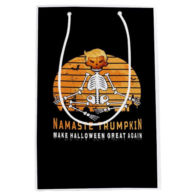 Namaste Trumpkin Make Halloween Great Again Medita Medium Gift Bag (Front)