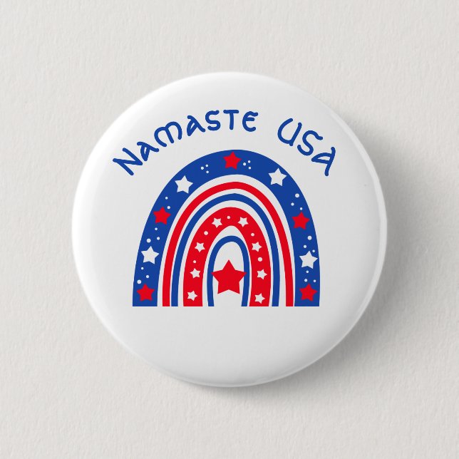 Namaste USA Patriotic Rainbow  6 Cm Round Badge (Front)