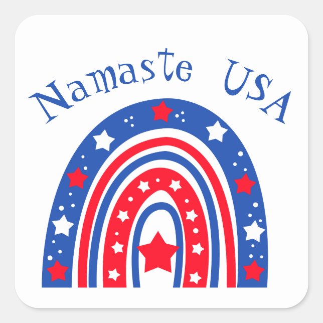 Namaste USA Patriotic Rainbow  Square Sticker (Front)