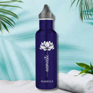 Namaste Whit Lotus Flower Modern Personalised Name 710 Ml Water Bottle