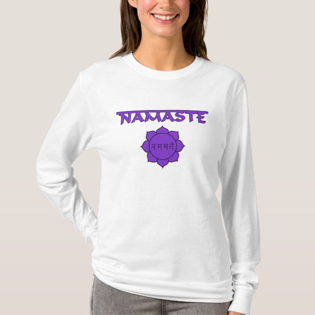 Namaste with Lotus and Sanskrit T-Shirt (Front)