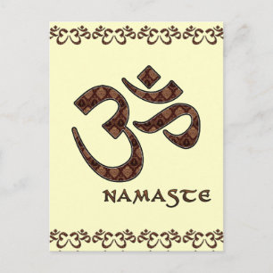 Namaste with Om Symbol Brown and Cream Postcard
