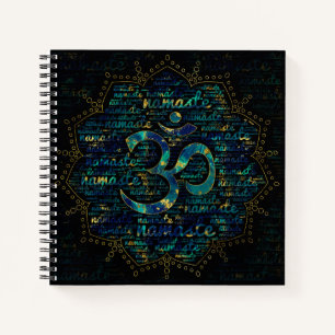 Namaste Word Art in Lotus with OM symbol Notebook