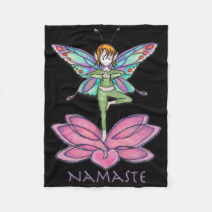 Namaste, Yoga Fairy Fleece Blanket