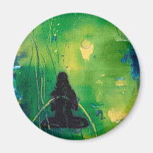 Namaste Yoga Girl Round Magnet