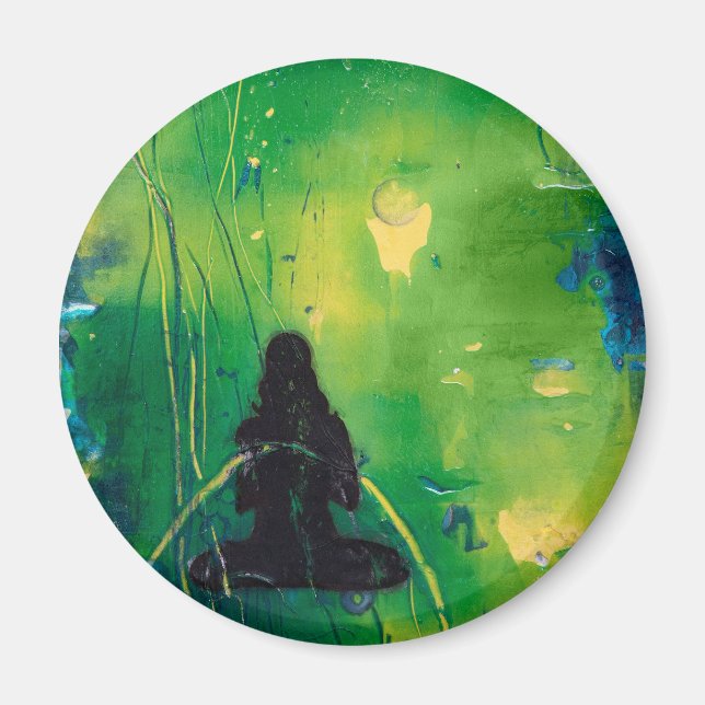Namaste Yoga Girl Round Magnet (Front)