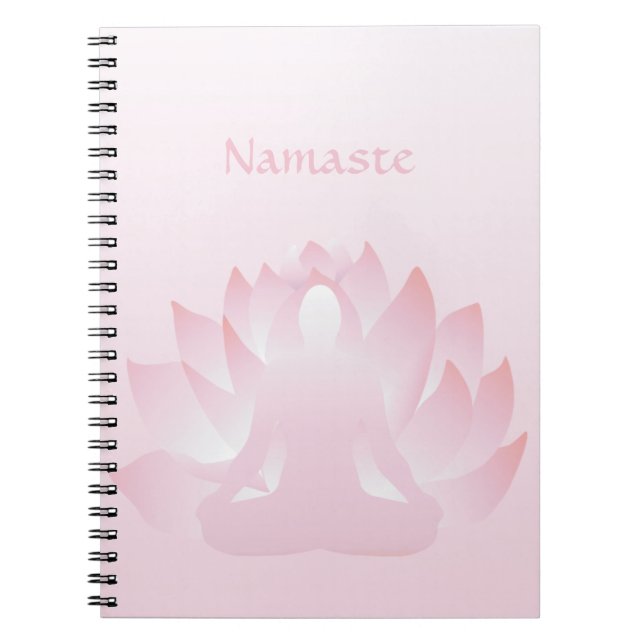 Namaste Yoga Lotus Pose Flower Pink Notebook (Front)