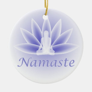 Namaste Yoga Lotus Woman Flower Blue Ornament