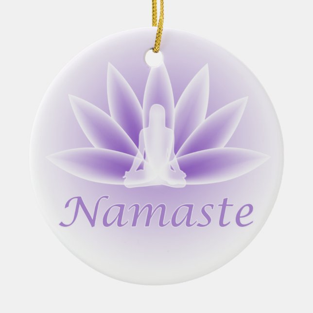 Namaste Yoga Lotus Woman Flower Violet Ornament (Front)