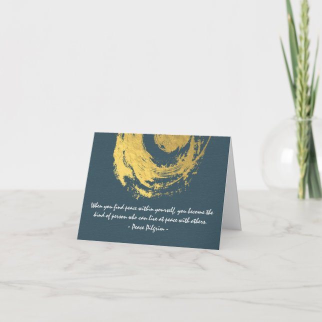 Namaste Yoga Meditation Quotes Blue Gold ZEN Sign Card (Front)