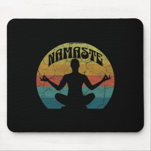 Namaste Yoga Pose Peace Meditate Zen Retro Sunset Mouse Pad
