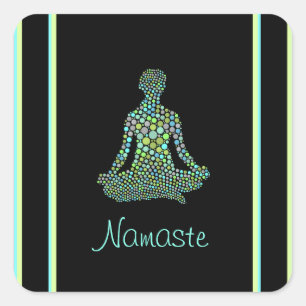 Namaste Yoga Pose Serene Personalised Square Sticker