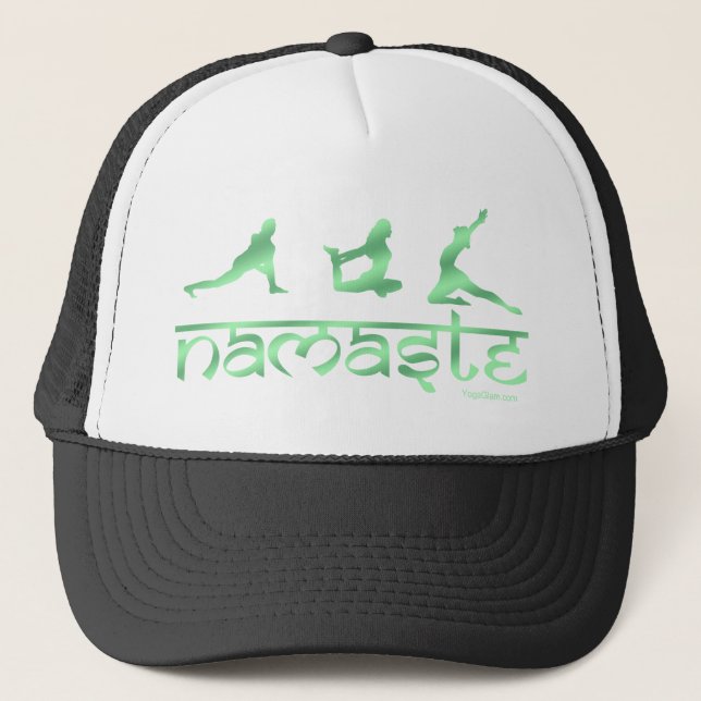 Namaste yoga poses green trucker hat (Front)