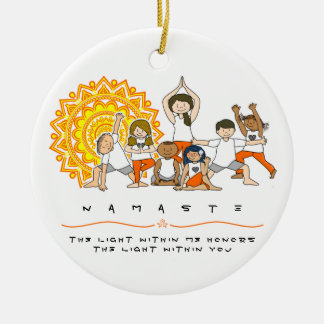 Namaste Yoga Poses Teacher with Students Ornament