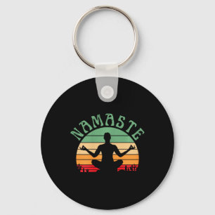 Namaste Yoga Poses Zen Fitness Women Workout Wear Key Ring