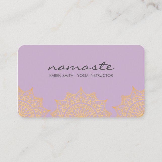 Namaste Yoga Tribal Pattern with lotus position Business Card (Front)