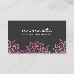 Namaste Yoga Tribal Pattern with lotus position Business Card