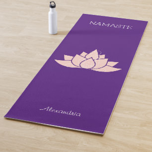 Namaste Yoga Woman Posing Graphic Pale Pink Purple Yoga Mat