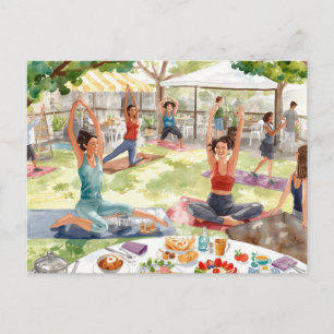 Namaste Yoga woman raise hand Thank you Postcard