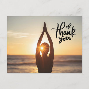 Namaste Yoga woman raise hand Thank you Postcard