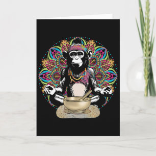 Namaste Yoga Zen Graphic Hippie Monkey Meditating Card