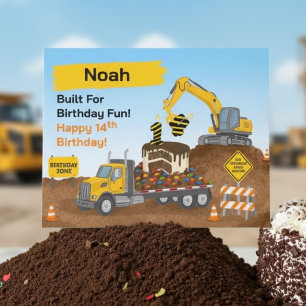 Name 14th Birthday Construction Site Card