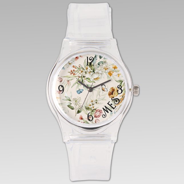 Name, 1600s Dutch Florals, Clear Silicone Womens Watch (Creator Uploaded)