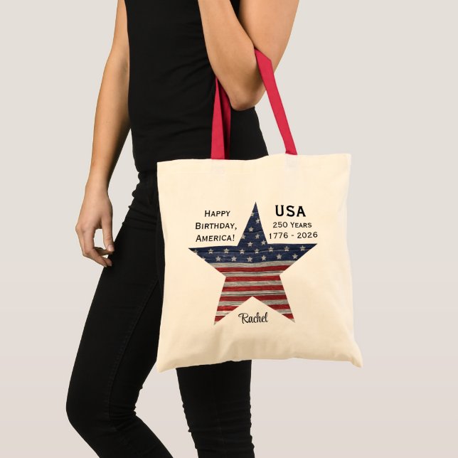 Name || 250th Happy Birthday America Custom Tote Bag (Front (Product))