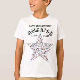 Name 250th Happy Birthday America Star Youth T-Shirt