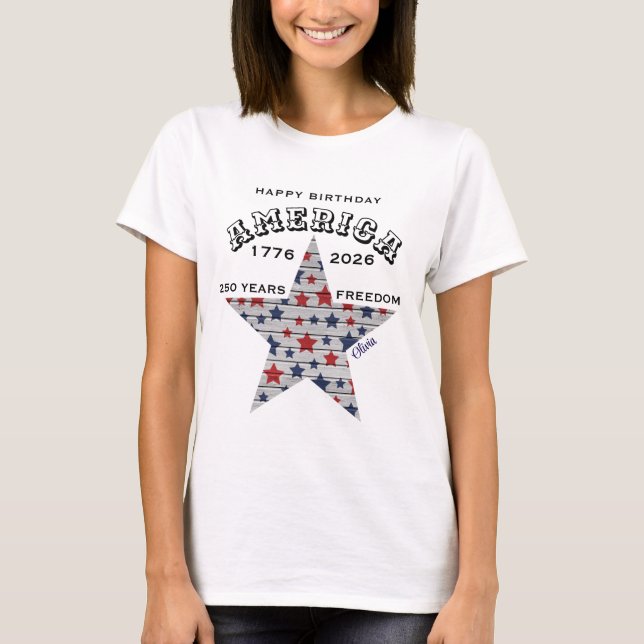 Name || 250th Happy Birthday America Stars Women's T-Shirt (Front)