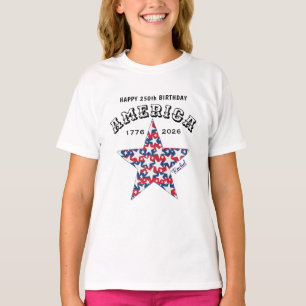 Name 250th Happy Birthday America Stars Youth T-Shirt