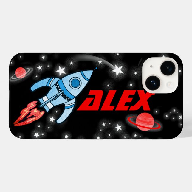 Name 4 letter rocket space black Case-Mate iPhone case (Back (Horizontal))