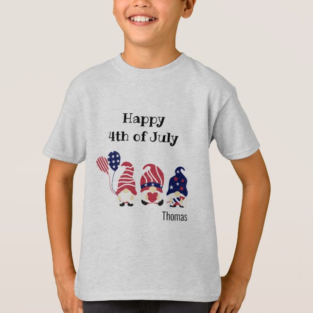 Name, 4th of July Gnomes, Kids-Youth XS to XL T-Shirt (Front)