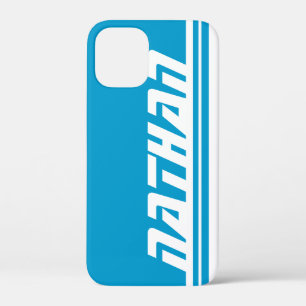 Name 6 letter blue and white stripe sports iPhone 12 mini case
