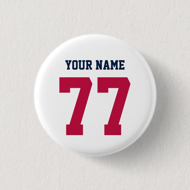 Name 77 Sports Team Jersey Number Blue Red 3 Cm Round Badge (Front)