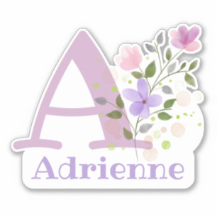 Name Adrienne and Initial with Floral Design