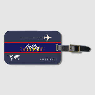 name & aeroplane for your air travel adventures luggage tag